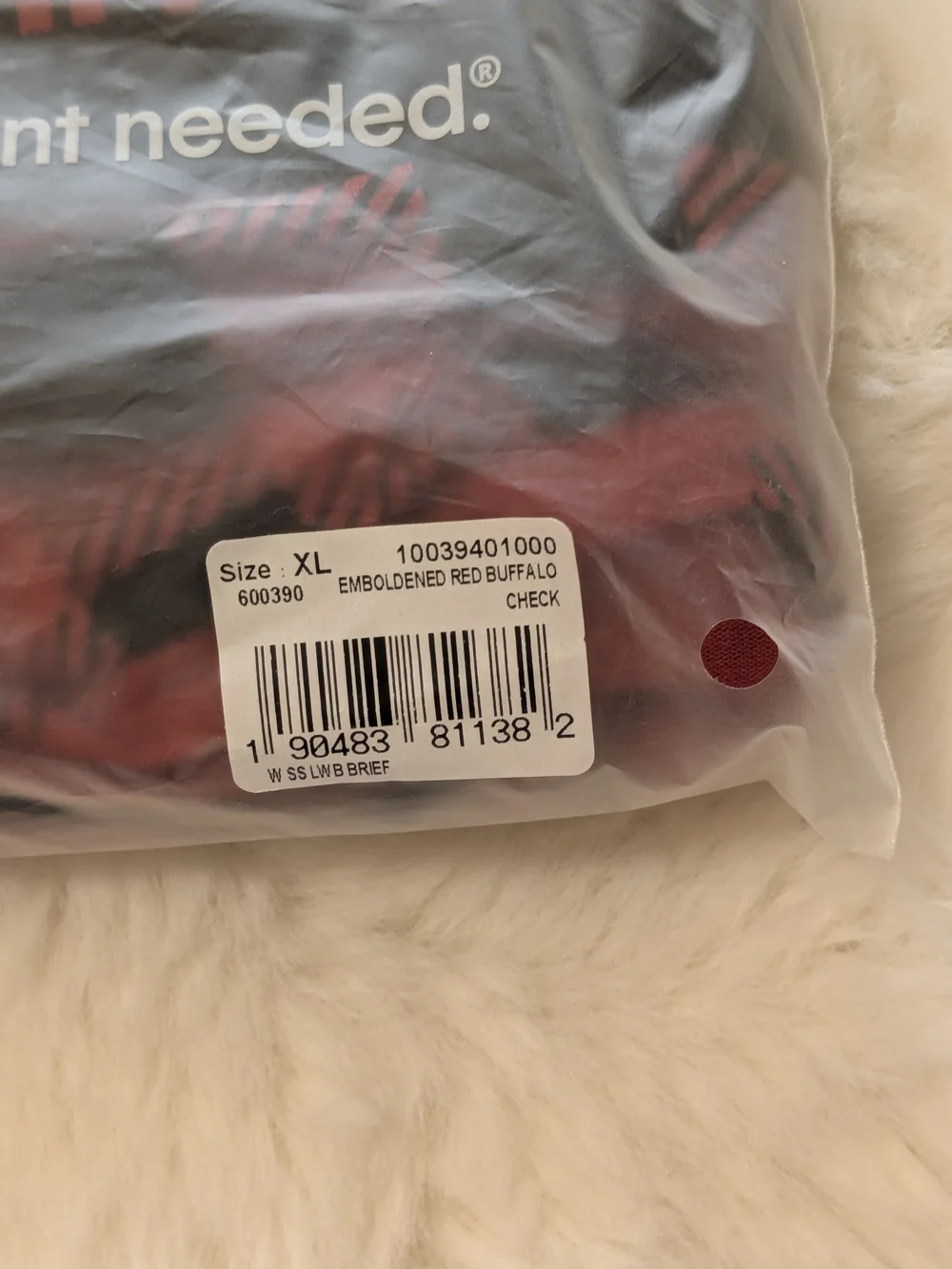 Tommy John Emboldened Red Buffalo Check Second Skin Low Rise Brief XL NIP